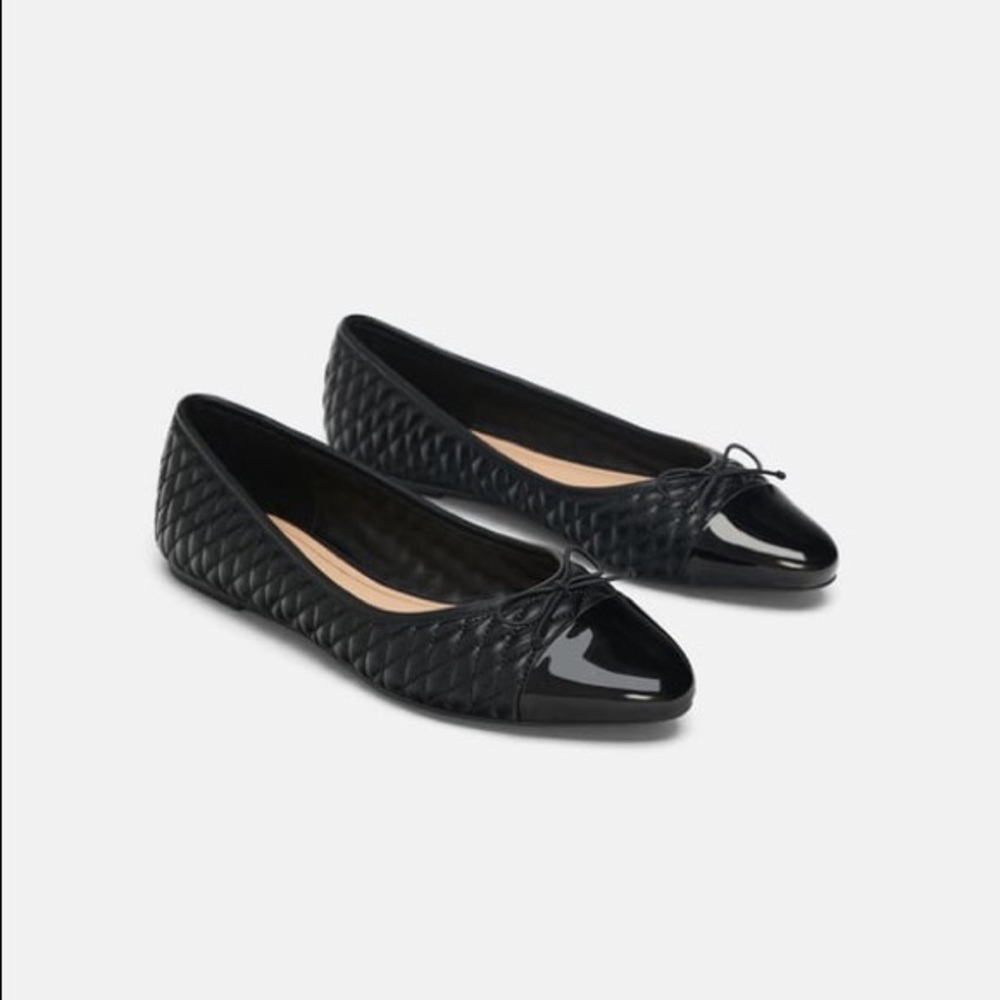 Quilted Black Flats • ZARA •